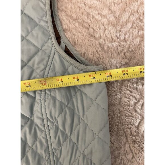 Van Heusen Women's Quilted Vest Medium Light Blue Zip Front Pockets Lined - Picture 8 of 9